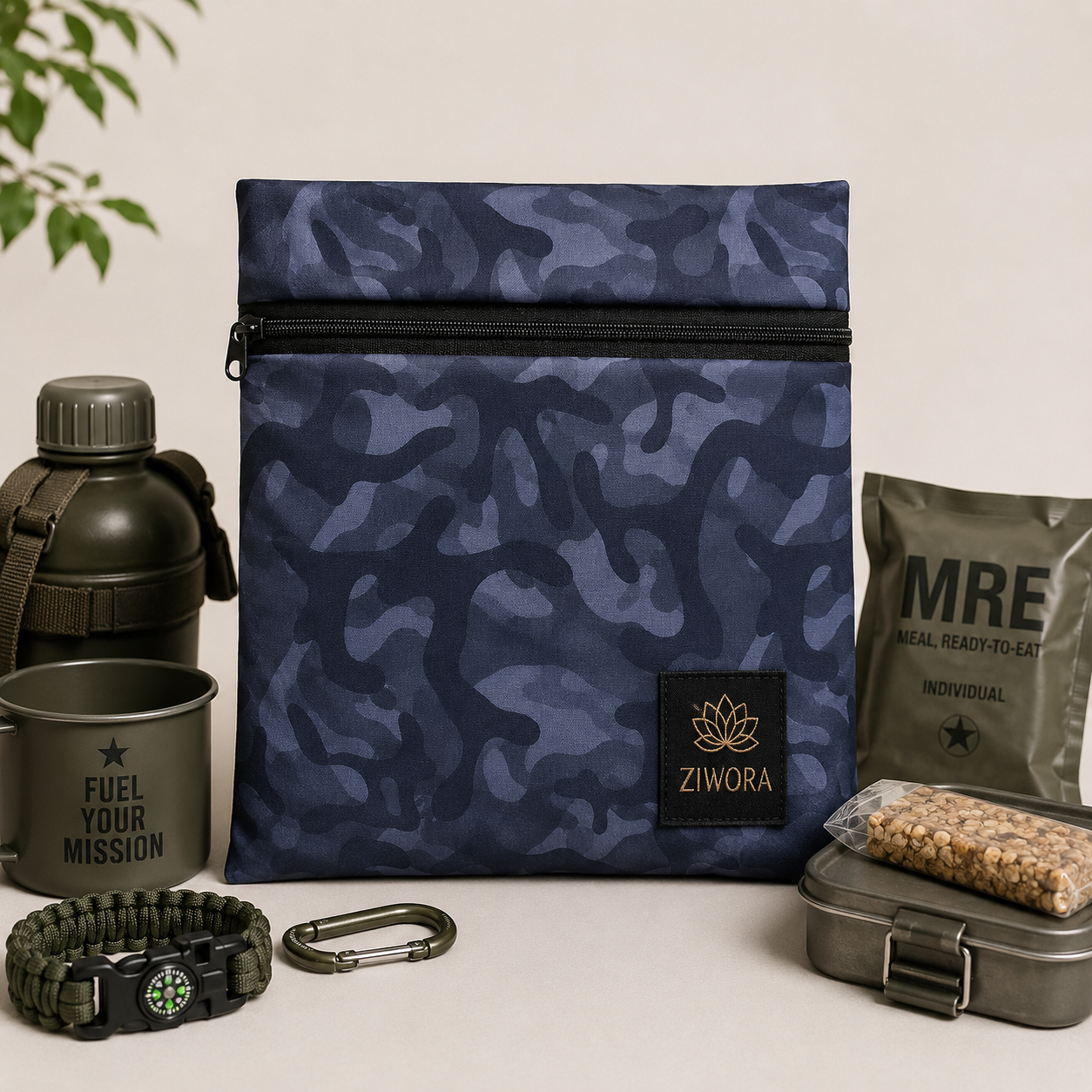 Ziwora Army Gray Lunch Pouch